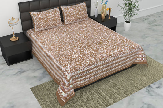 Pearl Ek Moti Floral Vine Pure Cotton Double Bedsheet with 2 Pillow Covers