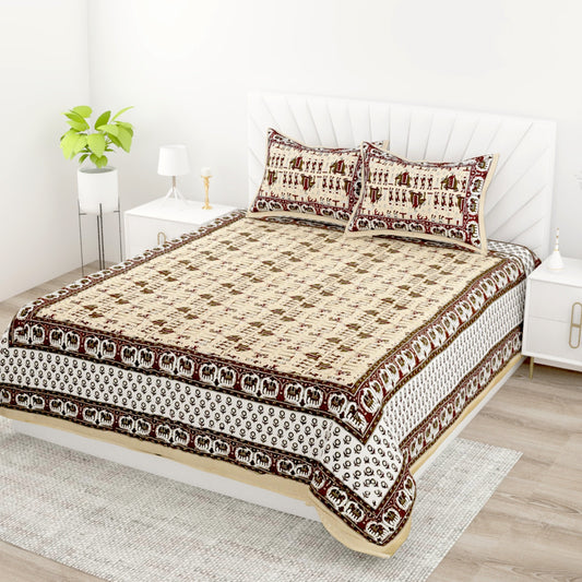 Soft Cotton King Size Bedsheet for Daily Use | Lightweight Breathable Double Bedsheet with Pillow Covers 95x108 Inches