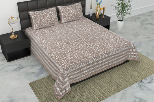 Pearl Ek Moti Floral Vine Pure Cotton Double Bedsheet with 2 Pillow Covers