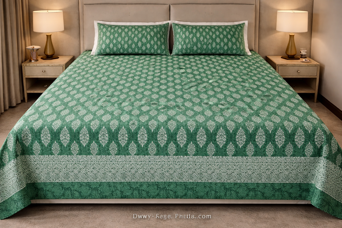 King Size Cotton Bedsheet 93x108 Inches with 2 Pillow Covers | Oxford Buti Print Double Bedsheet