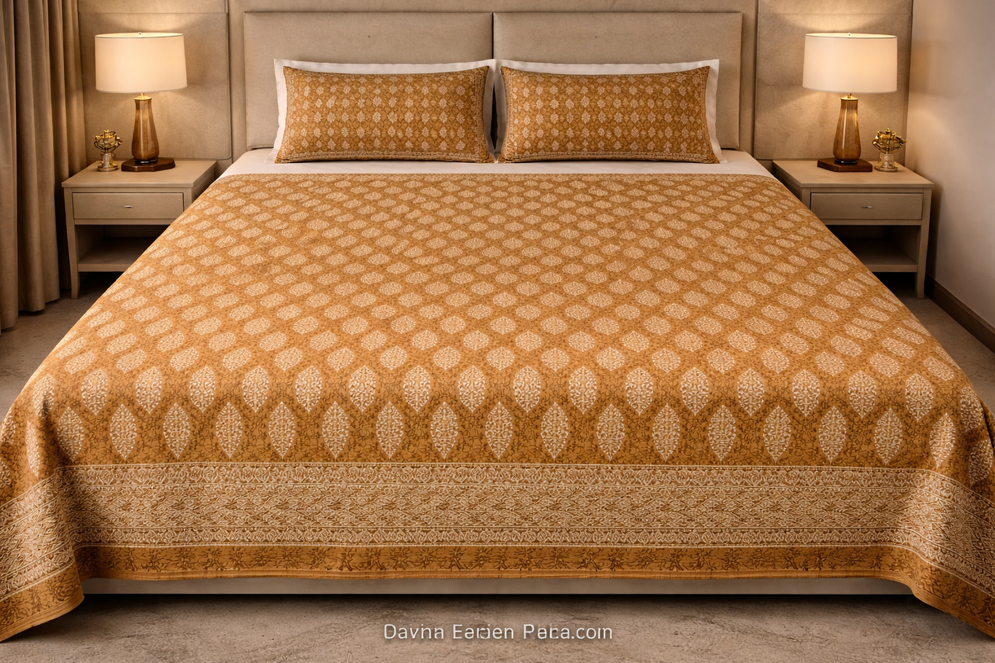 King Size Cotton Bedsheet 93x108 Inches with 2 Pillow Covers | Oxford Buti Print Double Bedsheet