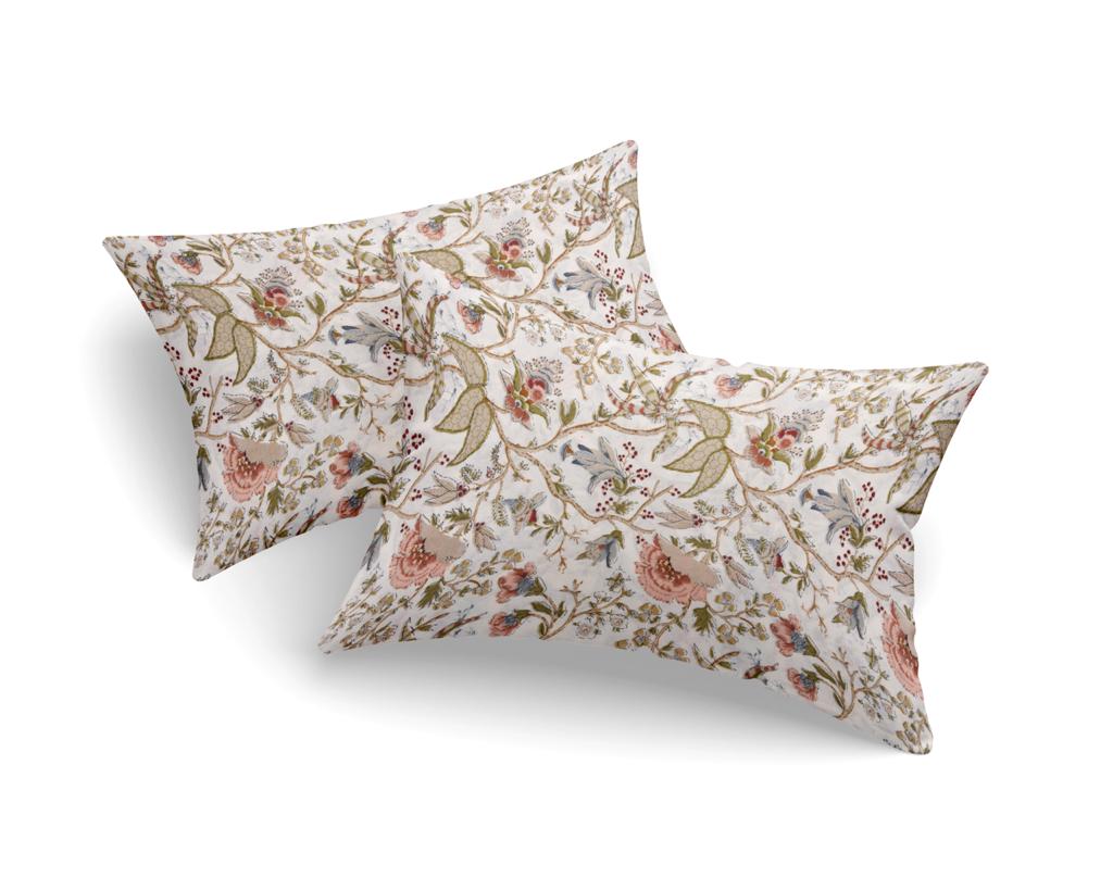 Anokhi Floral Garden Print King Size Cotton Bedsheet 100x100 with 2 Pillow Covers
