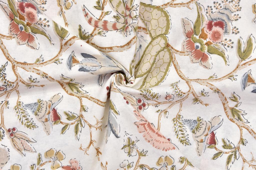 Anokhi Floral Garden Print King Size Cotton Bedsheet 100x100 with 2 Pillow Covers