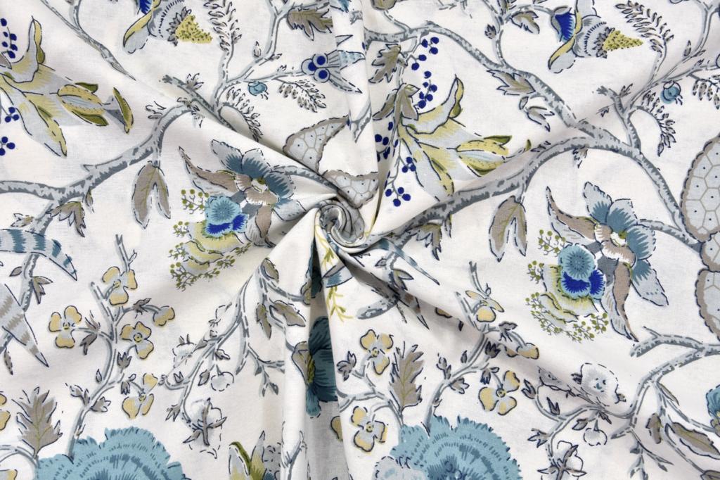 Anokhi Floral Garden Print King Size Cotton Bedsheet 100x100 with 2 Pillow Covers