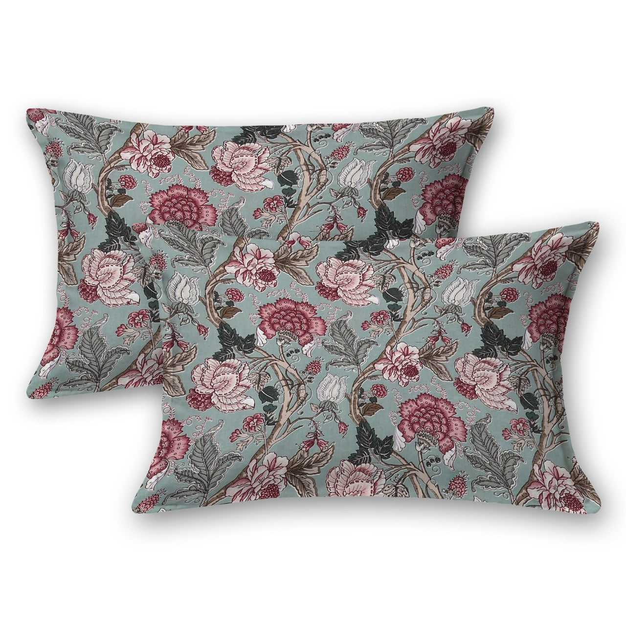 Anokhi Floral Bird Print King Size Cotton Bedsheet 100x100 with 2 Pillow Covers
