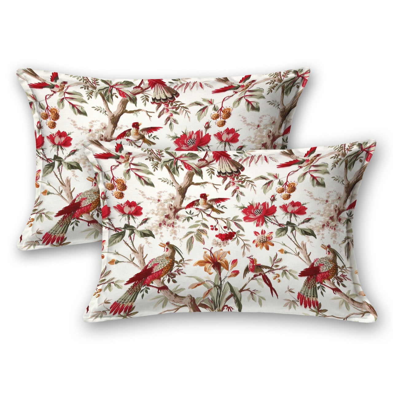 Anokhi Floral Bird Print King Size Cotton Bedsheet 100x100 with 2 Pillow Covers
