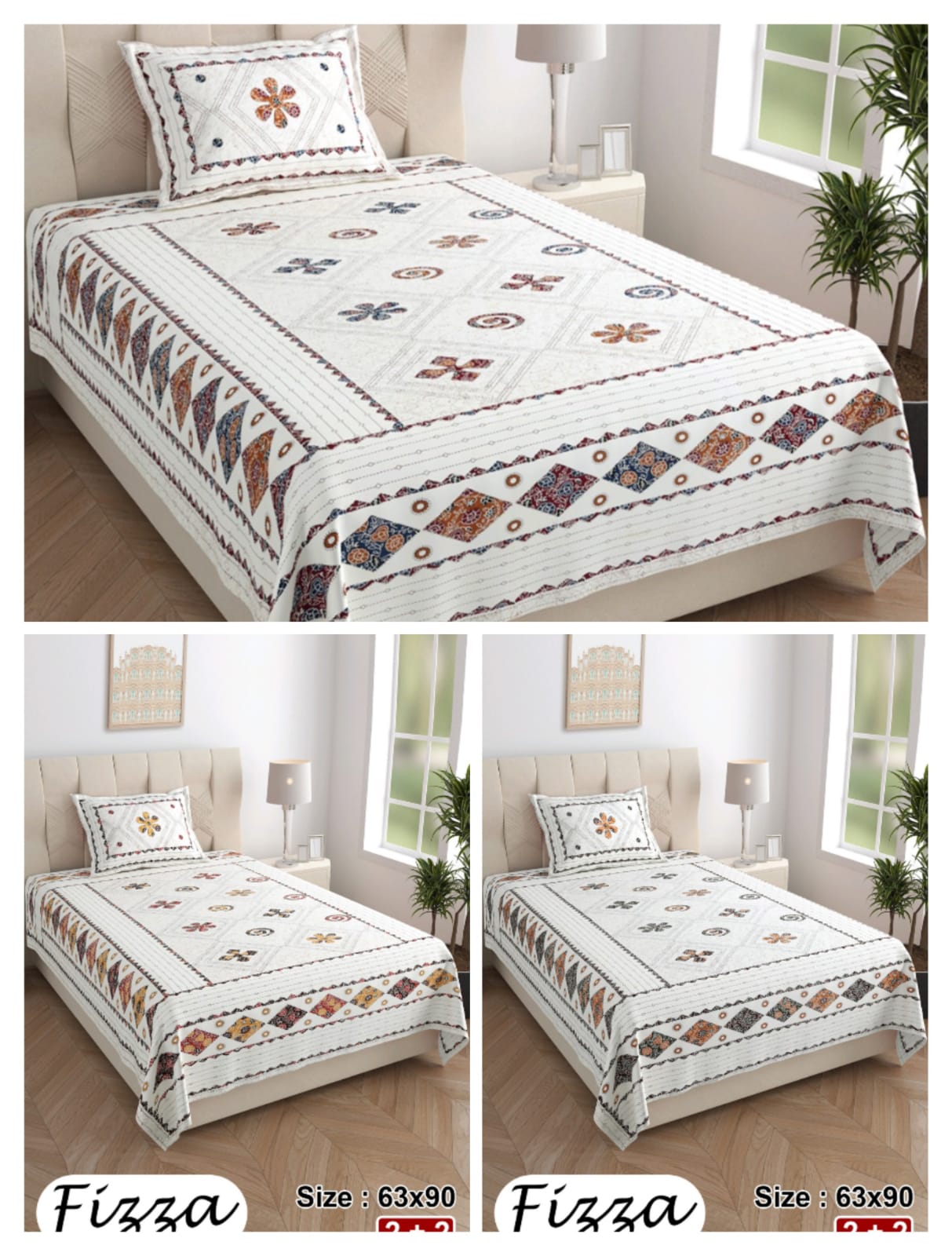 Single Bed Cotton Bedsheet 63x90 with Pillow Cover | Printed Cotton Single Bedsheet | Soft Breathable Daily Use Bedsheet