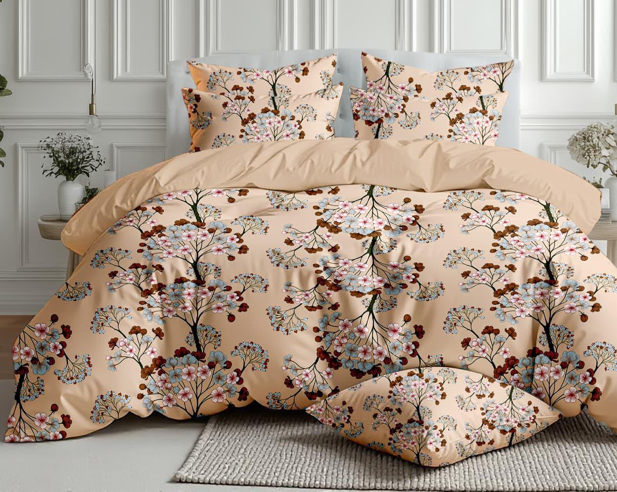 Salsa Double Bedsheet with 2 Pillow Covers (90×100 Inch) – Modern Checks & Floral Printed Cotton Bedsheet