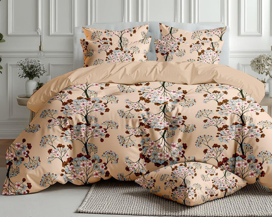 Salsa Double Bedsheet with 2 Pillow Covers (90×100 Inch) – Modern Checks & Floral Printed Cotton Bedsheet