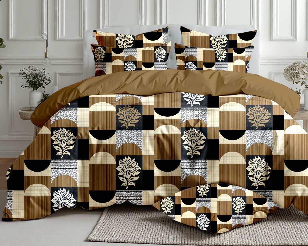 Salsa Double Bedsheet with 2 Pillow Covers (90×100 Inch) – Modern Checks & Floral Printed Cotton Bedsheet