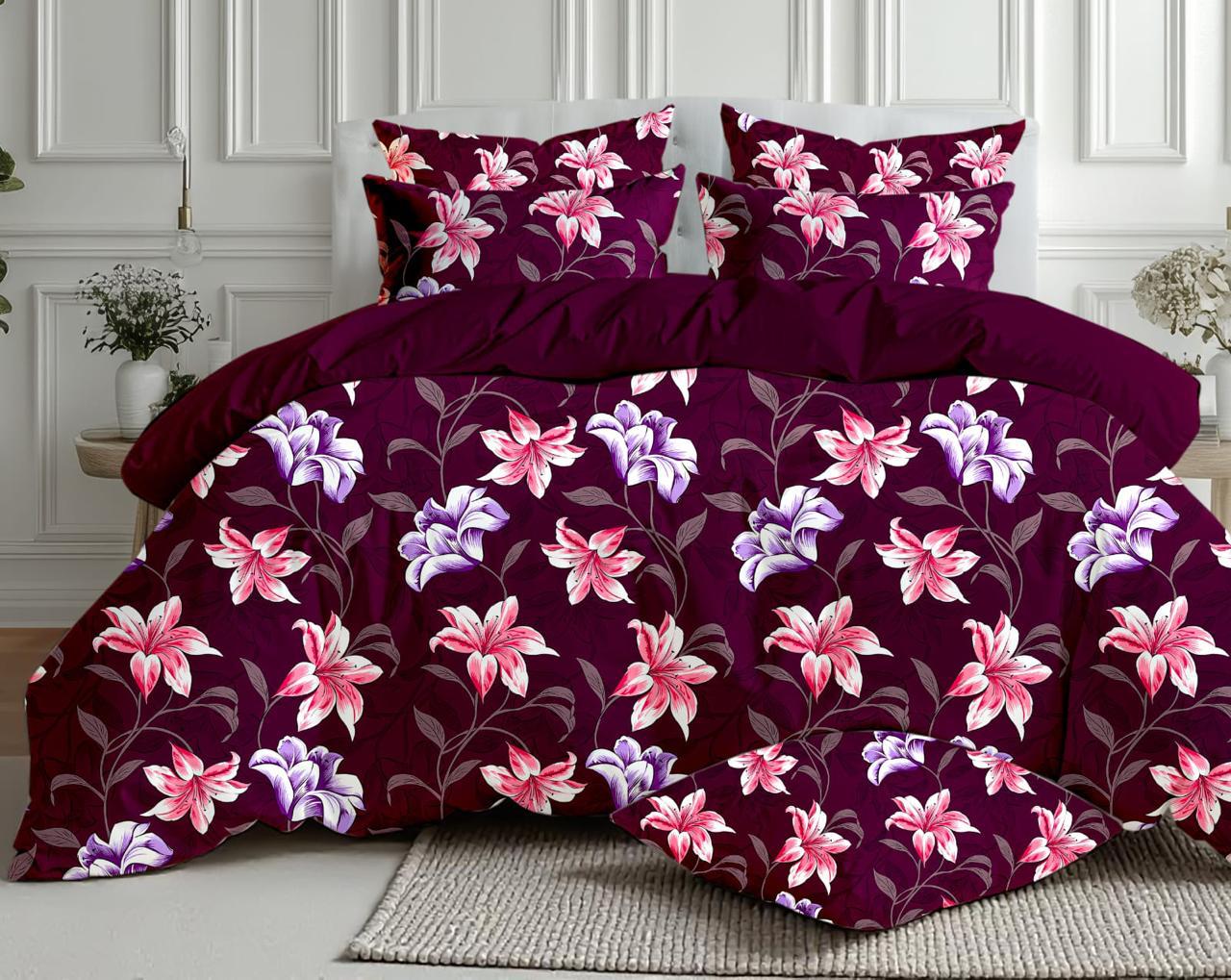 Salsa Double Bedsheet with 2 Pillow Covers (90×100 Inch) – Floral Printed Cotton Bedsheet for Double Bed