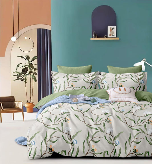 Salsa Double Bedsheet with 2 Pillow Covers (90×100 Inch) – Floral, Printed & Minimal Cotton Bedsheet