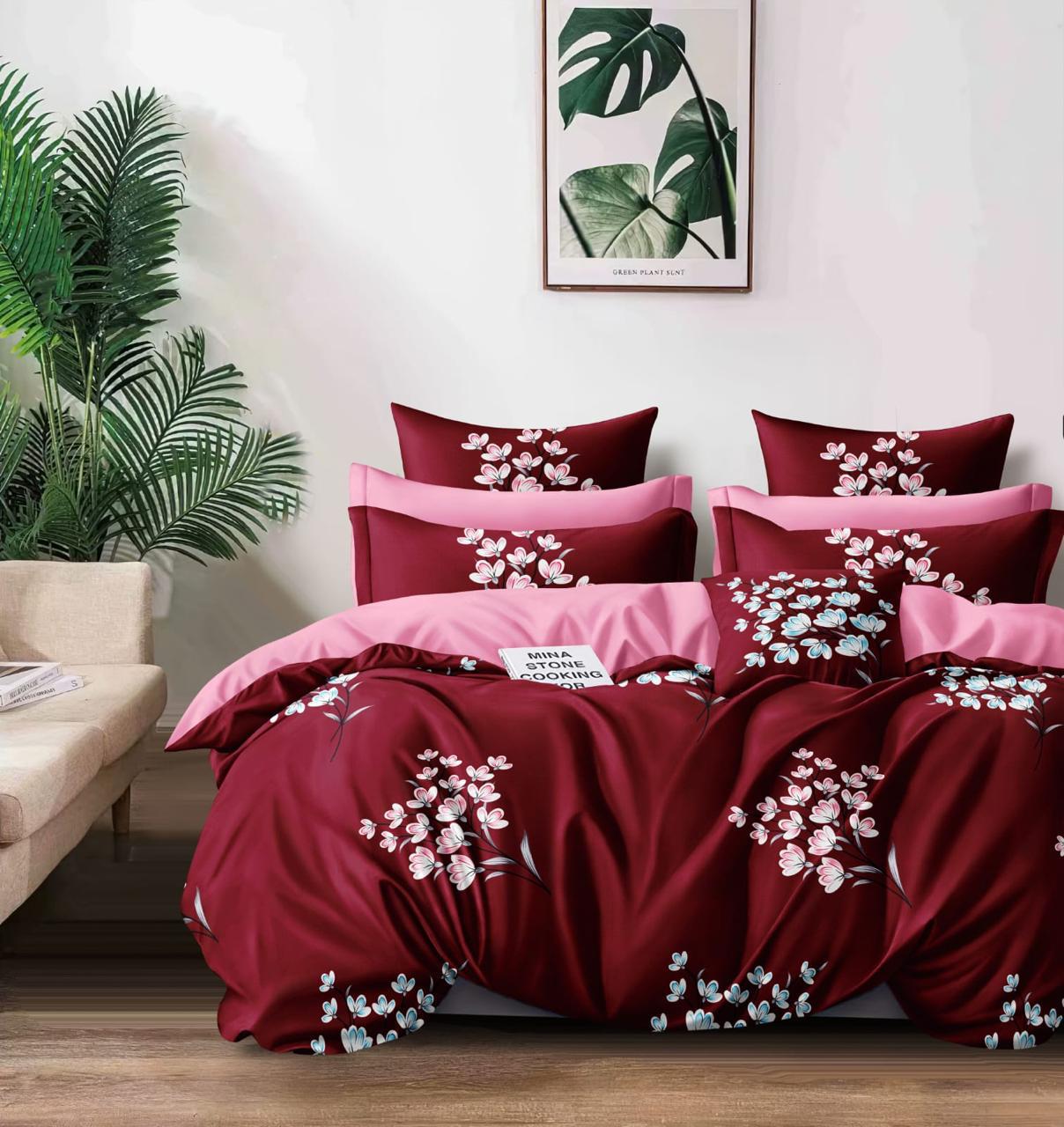 Salsa Double Bedsheet with 2 Pillow Covers (90×100 Inch) – Floral, Printed & Minimal Cotton Bedsheet