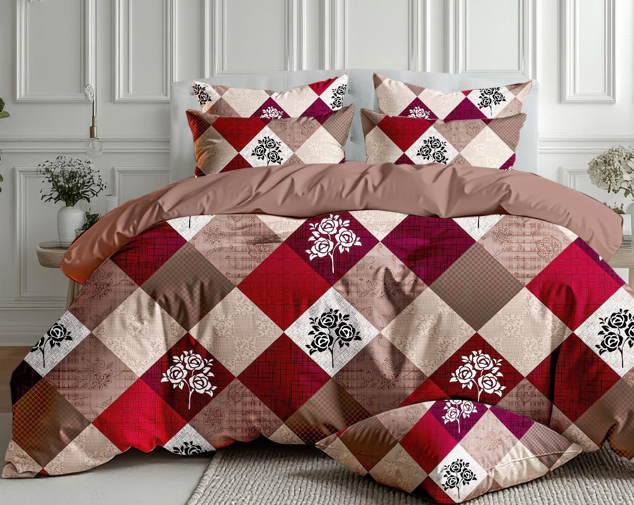 Salsa Double Bedsheet with 2 Pillow Covers (90×100 Inch) – Floral, Geometric & Patchwork Printed Bedsheet