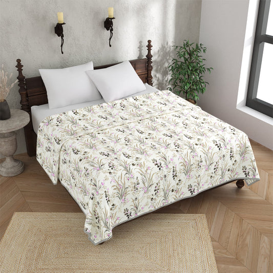 King Size Cotton Double Dohar 90x100 Inches | Soft Floral AC Blanket for Summer | Lightweight Reversible Cotton Dohar