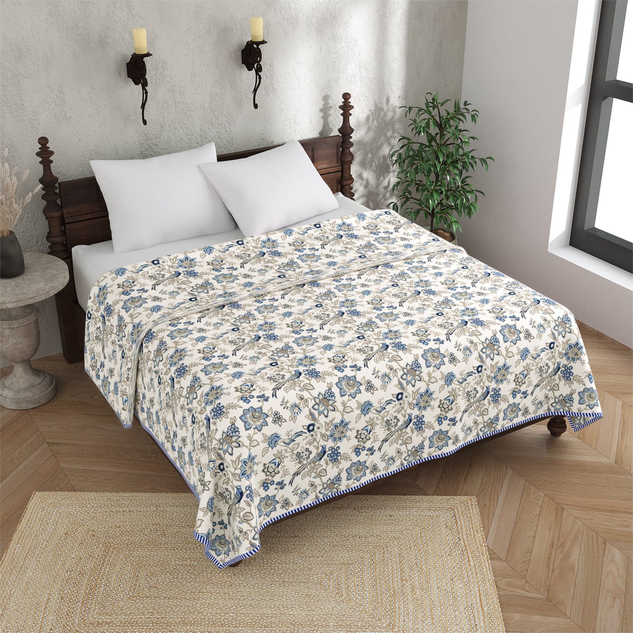 King Size Cotton Double Dohar 90x100 Inches | Lightweight AC Blanket for Summer | Soft Printed Reversible Dohar