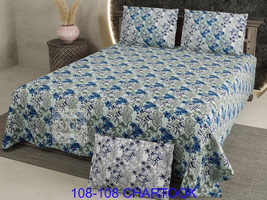 Jaipuri Floral King Size Cotton Bedsheet (108×108 Inch) – Premium Block Print Design with 2 Pillow Covers