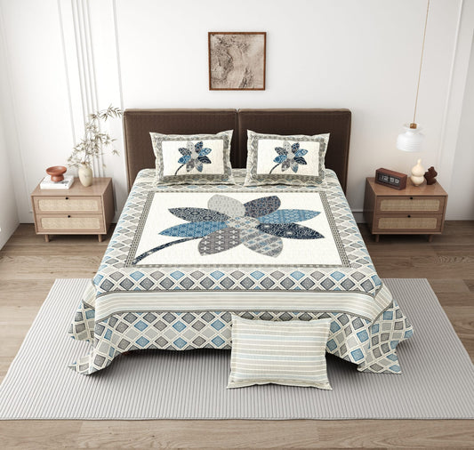 Bandhej Floral King Size Cotton Bedsheet (108×108 Inch) – Jaipuri Center Motif Design with 2 Pillow Covers | Premium Ethnic Bedding